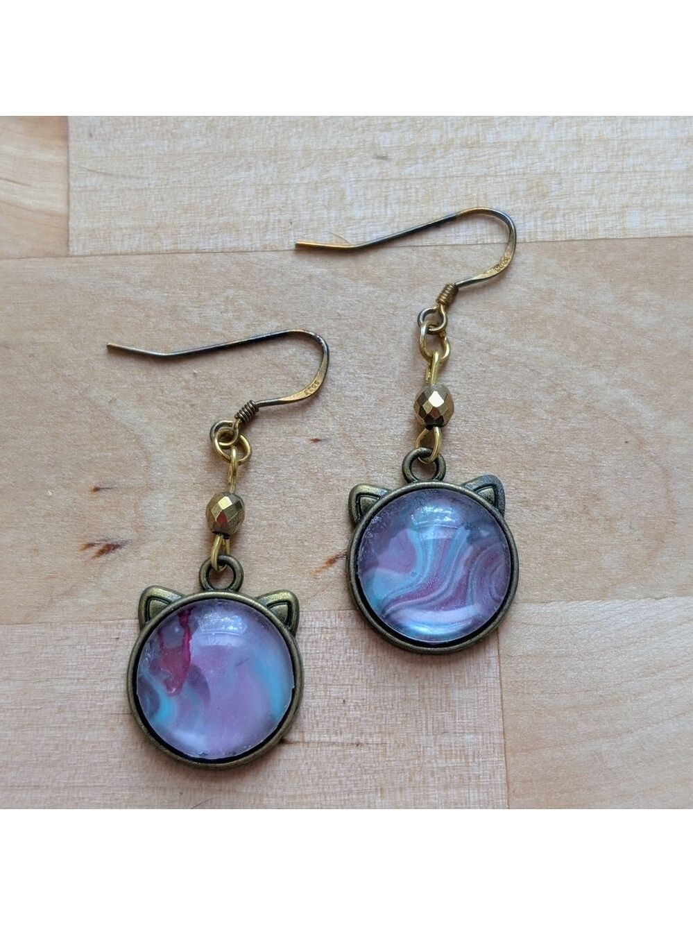 Elegant Cat Ear Drop Earrings - Picture 2 of 3